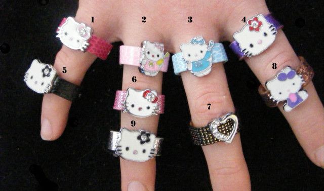 Hello Kitty Adjustable Charm Ring ages 5 & up choice  