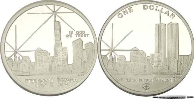 elf Northern Marianas Islands 1 Dollar 2004 World Trade Center Silver 