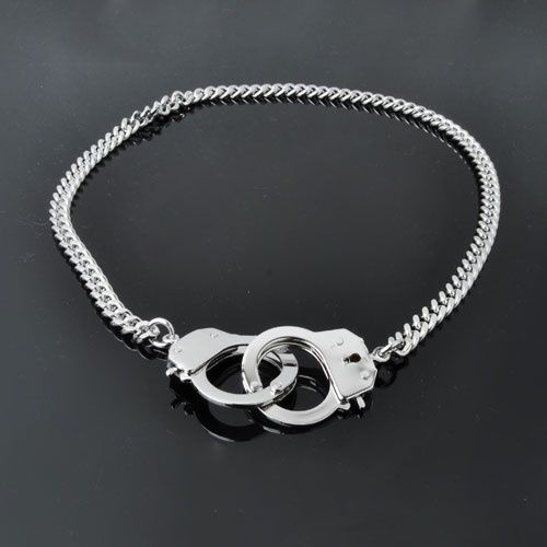 Japanese Anime cosplay Metal Handcuffs Thumb Bangle Fun Jokes necklace 