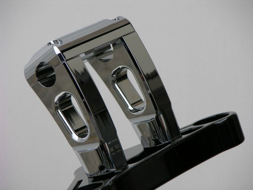 CHROME SLOTTED 4 BILLET HANDLEBAR RISERS HARLEY INDIAN  