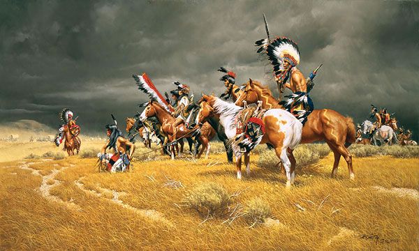 Watching the Wagons Frank McCarthy Western Art  