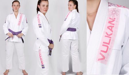   Vulkan WOMEN ULTRA Light Jiu Jitsu Gi WHITE WITH PINK PATCHES  