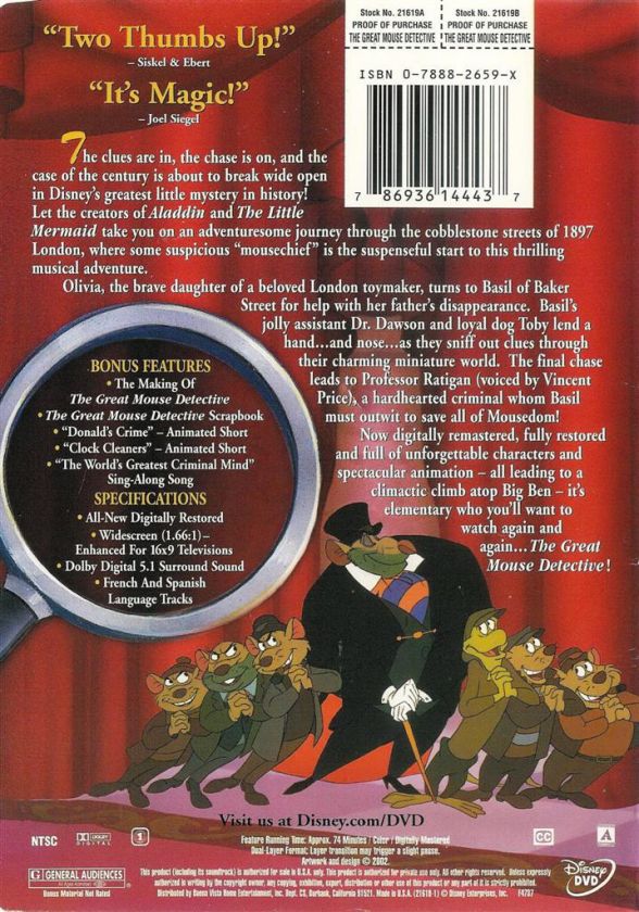 the great mouse detective vhs 2002