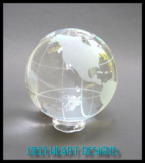 CRYSTAL WORLD GLOBE 80mm HIGH QUALITY LEAD CRYSTAL  