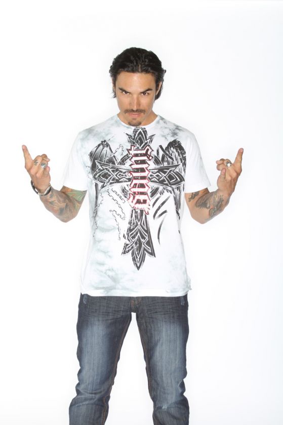 mens red chapter clothing ambigram shirt in the saint sinner design in