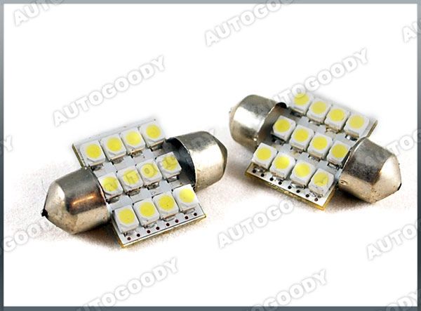 2x BLUE LED Bulbs 31mm Festoon 12 SMD Dome Map Light  