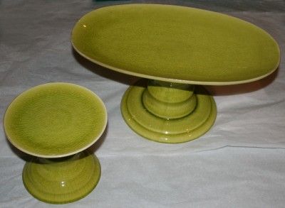 Home Art Lime Green Pottery Display Pedestal Stands  