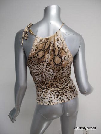 Roberto Cavalli Leopard Thin Strap Lion Charm Top 42  