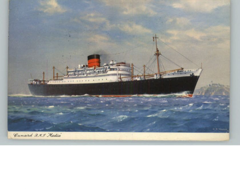 STEAMSHIP Cunard RMS Media Old Postcard  