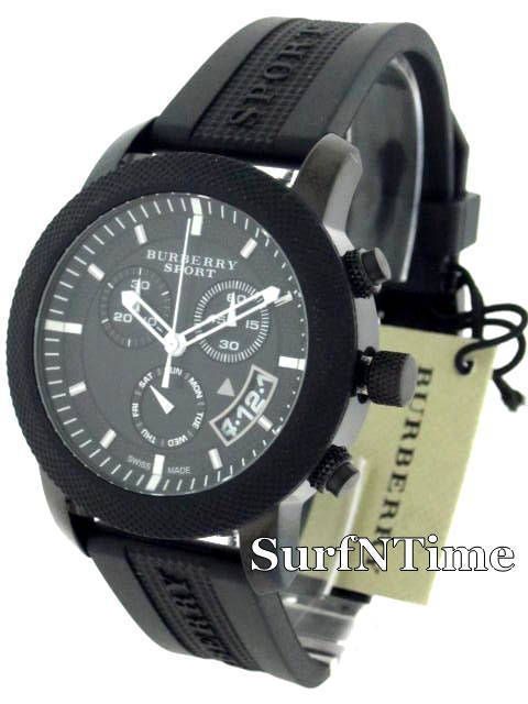 Burberry Mens Ladies Unisex Black Rubber Dive Sport Chronograph Watch 