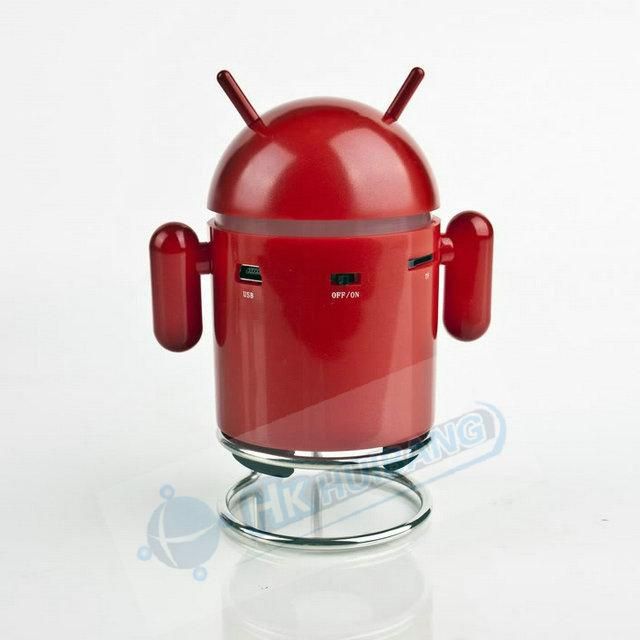   USB Android Cute Robot Speaker FM Radio Latop TF Card  Red  