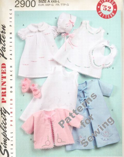 Pattern Sewing Simplicity Infant Baby Girl Boy Vintage 1952 Layette 