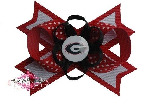 Georgia Bulldogs Hair Bow on an Alligator Clip SEC NCAA  