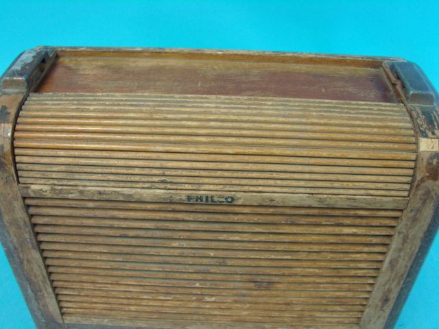 Philco 46 350 Antique Tube Radio Deco Roll Top Wood Case Repair 