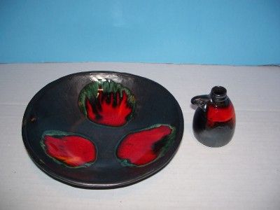 BEAUTIFUL 1960S VENEZUELA ART POTTERY BOWL AND PITCHER  