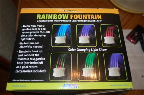 Water Powered Rainbow Fountain pool garden yard  