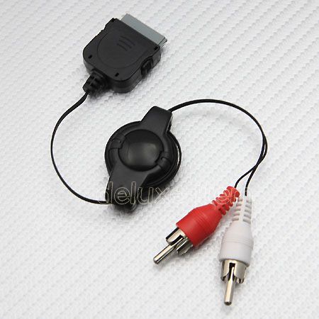 IPOD IPHONE 30 pin male to RCA retractable audio cable  