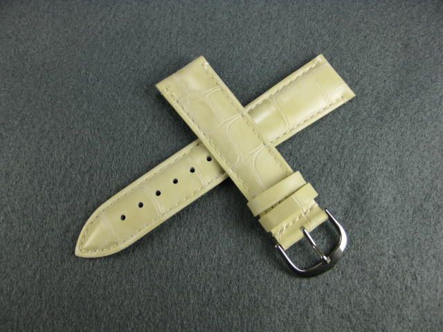 20mm GATOR Genuine Leather Strap for OMEGA White Black  