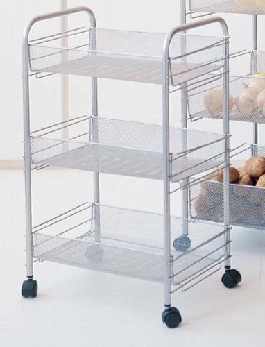   Toy Bin Organizer Storage Box Metal Mesh Rolling Cart Silver 24.5H x