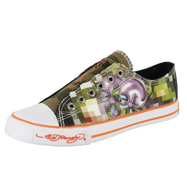 ED HARDY LOWRISE OZ CAMO ORANGE SKULL WOMENS US SIZE 9  