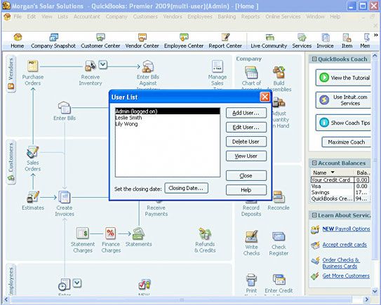 Work simultaneously with other QuickBooks users on your company file 