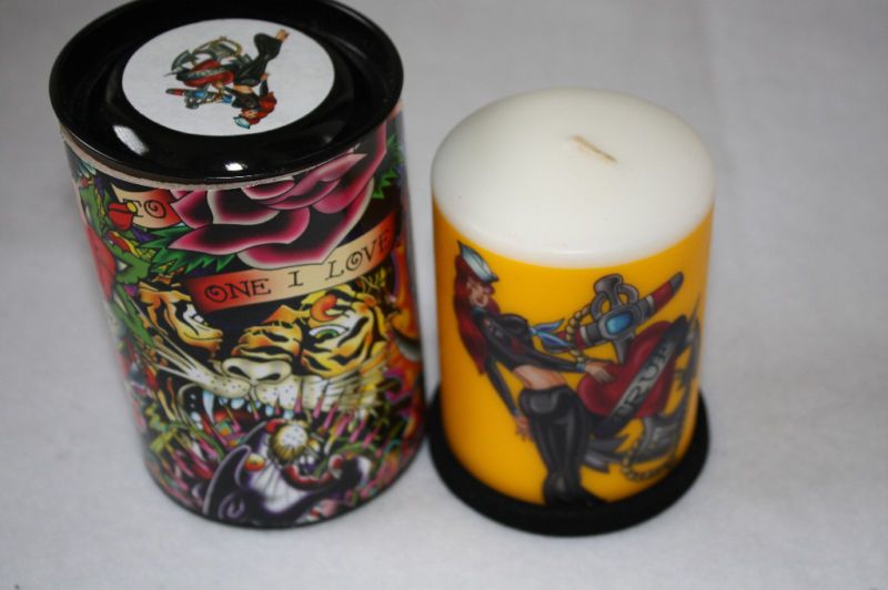 New Ed Hardy Pin up Sailor Girl 3 x 3 Pillar Candle  