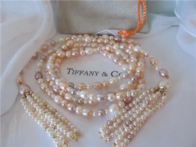 Tiffany & Co. Iridesse Pink ,Lavender,White, Pearl 14K Necklace 45 