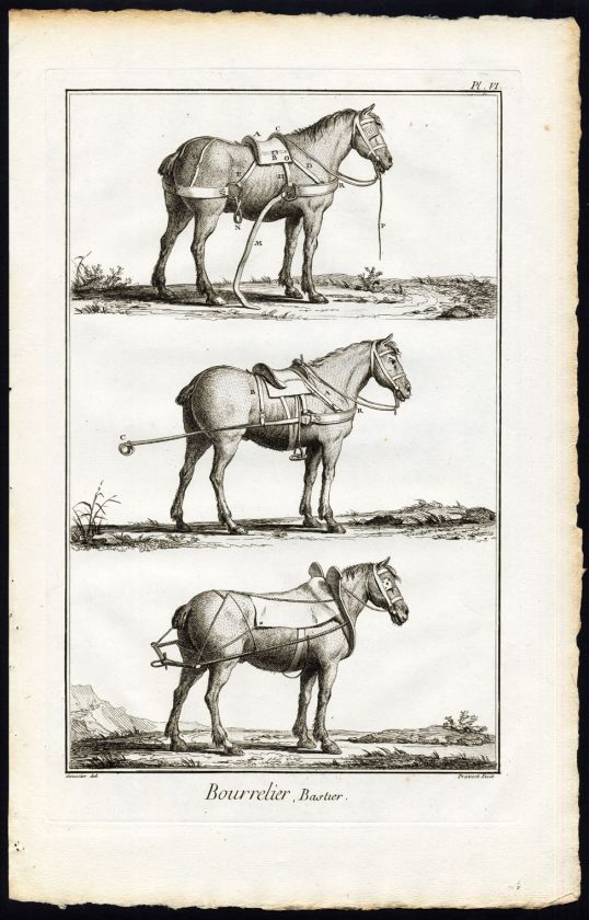   Prints SADDLER HARNESS MAKER HORSE MULE TOOLS Diderot Defehrt 1751