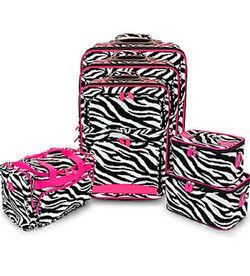 ZEBRA FUCHSIA 6 PIECE WHEELED BAG SUITCASE LUGGAGE SET  